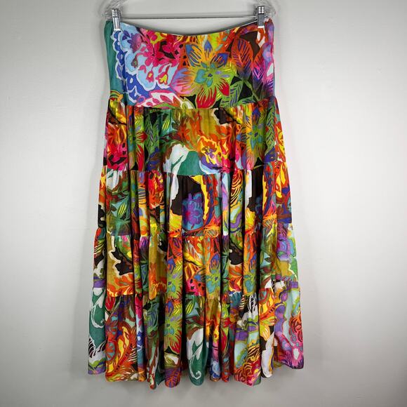 Lauren Ralph Lauren Floral Print Tiered Maxi Skirt M Lined - Picture 15 of 16